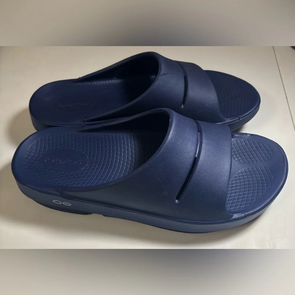 OOFOS | OOahh Sport Sandals Blue Slides Sz M8/W10 - Picture 4 of 8
